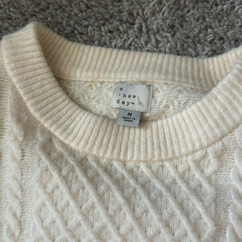 A NEW DAY - ivory cable knit sweater - Picture 3 of 5